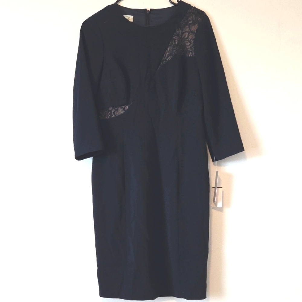 Rickie Freeman Teri Jon Navy Long Sleeve Lace Dress